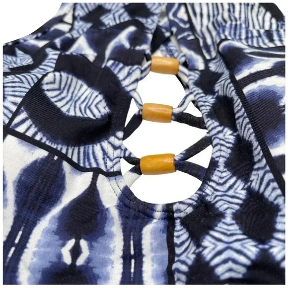 Bleu Rod Beattie Navy High Neck Underwire Womens Lattice Front Tankini Size 4 - Picture 6 of 11